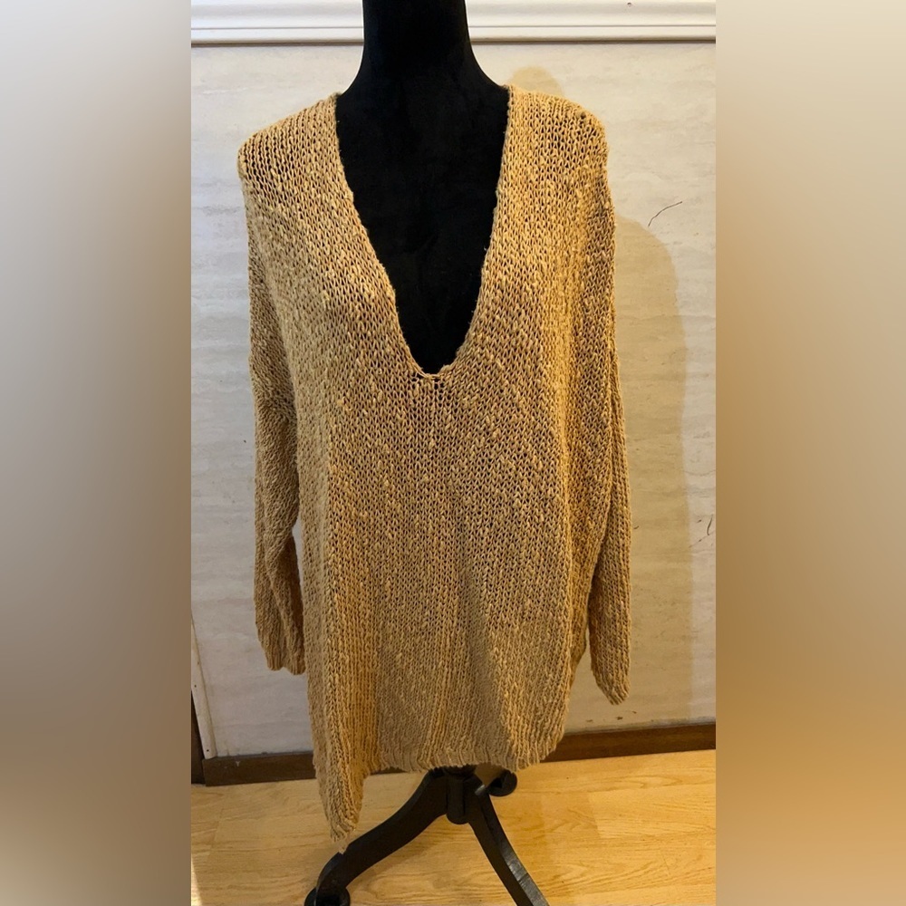 Free People Oversized Slouchy Silhouette V-Neck Sweater